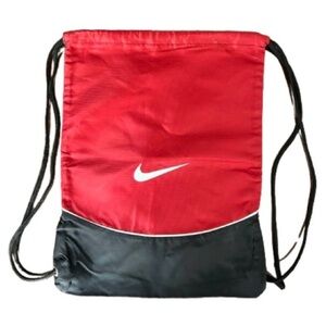 Nike Red and Black Drawstring Backpack with DEFECT